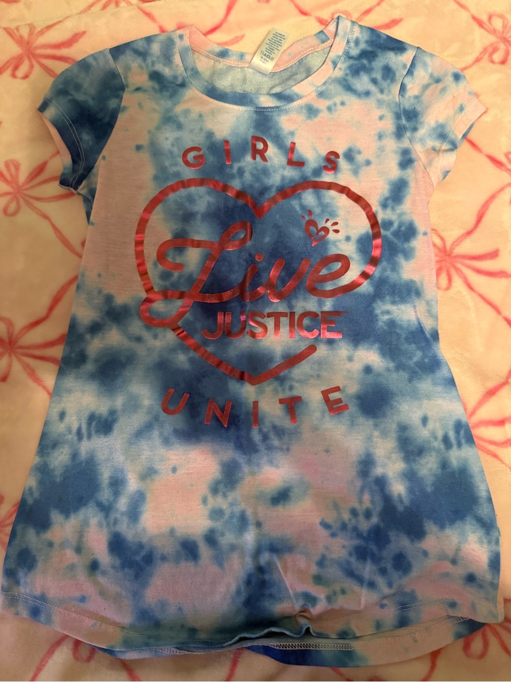 Justice Girls Blue & Pink Tie-Dye 'Live' Graphic Tee